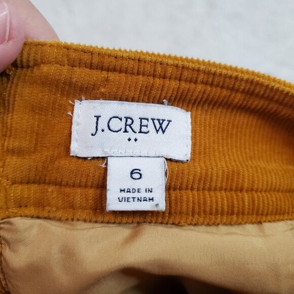 J. Crew Mustard Burnt Yellow Corduroy A Line Stretch Lined Mini Skirt Women 6 - Picture 8 of 8